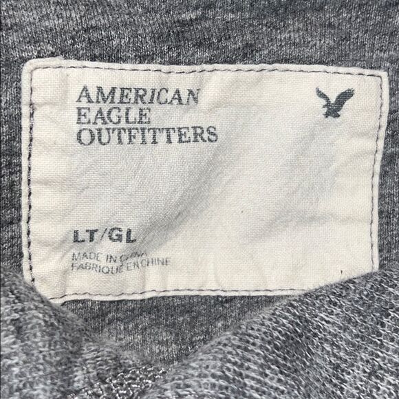 AMERICAN EAGLE OUTFITTERS Grey Quarter Button Rib Knit Cotton Pullover-L - Picture 7 of 8